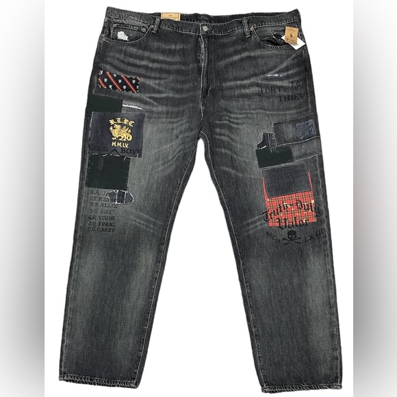 Polo Ralph Lauren Other - Polo Ralph Lauren New 48/32 Authentic Denim Rope Dyed Gothic Print Black BigTall